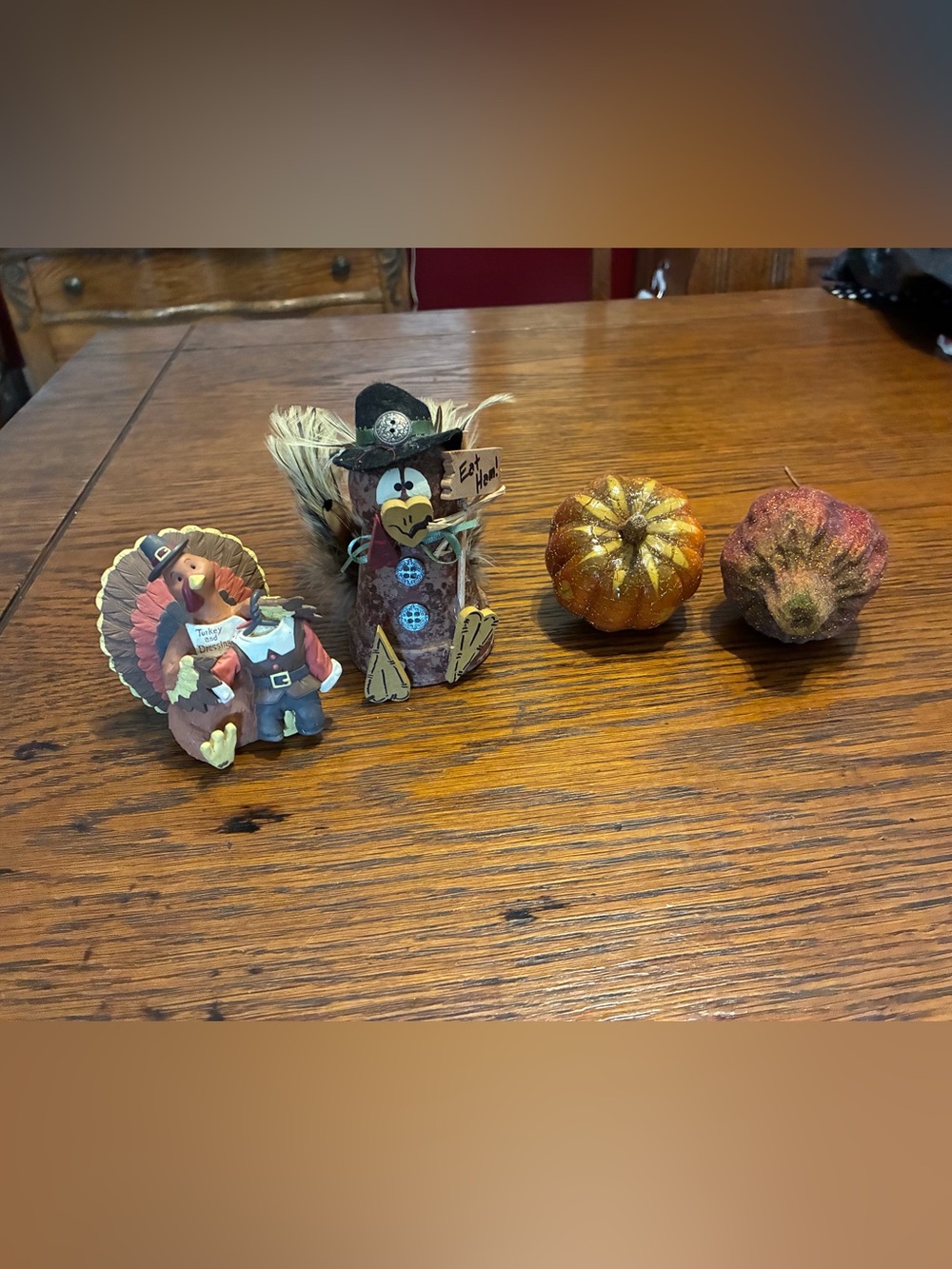 Festive Fall Turkey & Pumpkin Accent Set - Brown & Orange